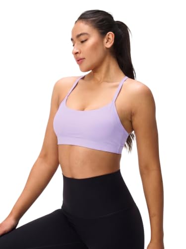 Image of Womens Y Back Padded Sports Bra Strappy U Neck Butter Soft Low Impact Workout Bras Yoga Pilates Walking