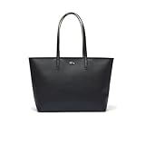 100 % PVC durable Lacoste Anna Sac fourre-tout zippé pour femme Noir Krema
