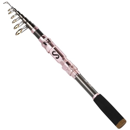 Sougayilang Canne à pêche télescopique, canne à pêche à haute teneur en fibre de carbone, matériel de pêche portable pour voyage en eau salée et eau...