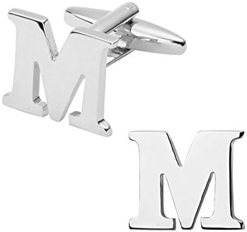 Mens Cufflinks Style Initial Alphabet Cufflinks Letter M Cufflink Silver White Steel Wedding accessories Business Present Cufflinks Gift