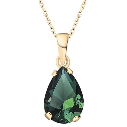 14K Gold Plated Emerald Necklace for...
