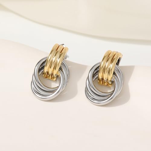 Image of SHERLOVE Chunky Knot Gold Earrings Women Statement Drop Dangle Earrings | 14K Gold Plated Hypoallergenic Lightweight,Trendy Dainty Elegant Cute,Women Gold Jewelry Fashion Accessories Gifts