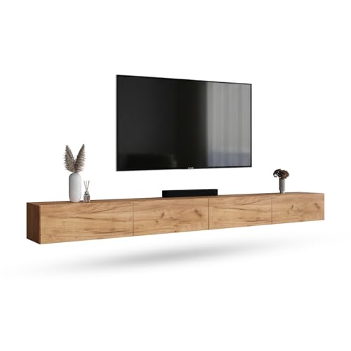 Planetmöbel Meuble TV West, Table TV 320 cm de Long, Meuble Tele Suspendu ou posé au Sol, Table Television pour Salon, 2X Meuble TV 37,8 x 160 x 30 cm,...