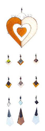 Preisvergleich Produktbild Tiffany Mobile Herzen Glas orange 10x40cm