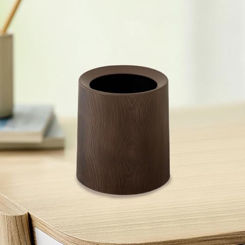 Papelera de imitación madera sin base de PP resistente y elegante para salón 5