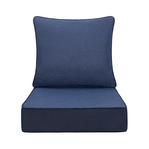 Art Leon Patio Chair Cushions - Outdoor Deep Seat Cushion 24 x 24 30D High Density Foam Waterproof Outdoor Seat Cushion with Non-Slip Backing Patio Cushions for Patio Furniture Garden Bench Navy Blue