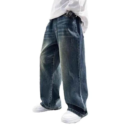 Vaqueros Baggy Cargo para Niños Jeans Skater con Cintura Elástica y Multi-Bolsillos Pantalones Denim Vintage Bootleg Streetwear para Niños | Ya disponible en tu tienda friki favorita! En mundofriki.es!