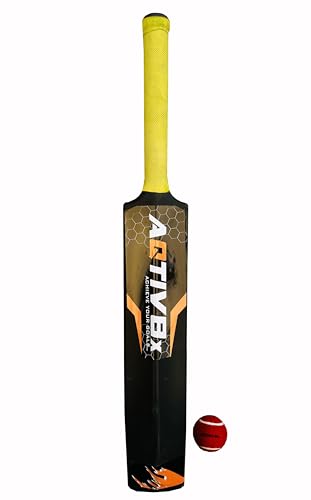 Image of Cricket Set with Golden Plastic Bat for Outdoor Sports Tournament, Gully Matches & Practices, Hard Plastic Cricket Kit for Men, Women, Boys & Girls
