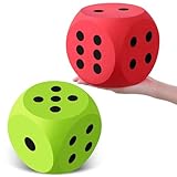 Shappy 6 Inches Foam Dice Fun Filled Large Educational Toy Kawaii Giant Dice Decorative Eva Foam Jumbo Cube Big Square Building Blocks for Game Nights Learning Sessions(Red and Green,2 Pcs)