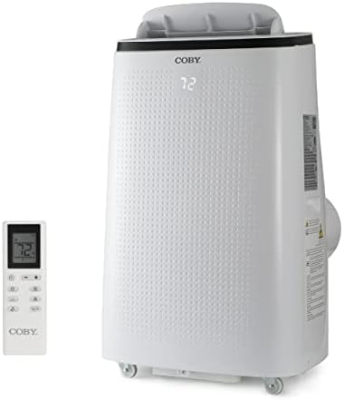 COBY Portable Air Conditioner 4-in-1 AC Unit, Heater, Dehumidifier & Fan, Air Conditioner 15,000 BTU Portable AC Unit with Remote Control for Rooms up to 775 Sq. Ft., 24-Hour Timer, & Installation Kit