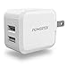 Liquipel Powertek Dual USB-A Wall Charger, Beveled Edges, Foldable, Compact, Pastel Colors (White)