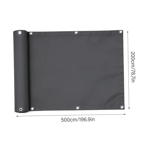 Paravent de balcon gris foncé 2x5m résistant aux intempéries pour terrasse - 7