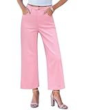 GRAPENT Pink Wide Leg Jeans High Waisted Pink Jeans Cropped Straight Leg Jeans for Women Loose Leg Jeans for Women Womens Wide Leg Jeans Cropped Baggy Jeans for Women Rose Pink Size Small US Size 4-6
