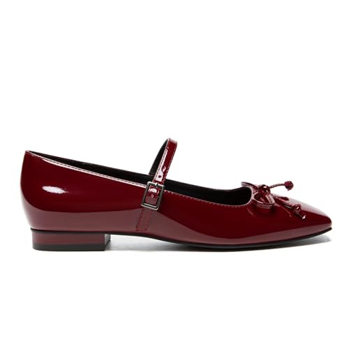 Athlefit Women's Mary Jane Flats Dressy Comfortable Square Toe Ballet Flats Shoes with Buckle Strap3