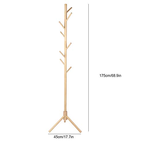 Rack de manteau design arbre en bois avec base de sol stable pour sacs