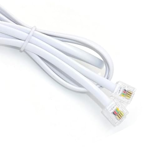 NEORTX RJ11 to RJ11 Cable 3ft, 1 Meter Phone Cord Telephone Line Extension Cord Cable Wire Male to Male 6P4C Modular Plug for Landline Telephone Fax Machine (White) - Thumbnail 4