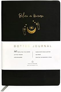 Bullet Planner/Dotted Journal - A5 Ultra Thick 160gsm Paper - Signature Notebook Bound by Hand - Perfect Dotted Journal for Artists and Creators - Moon & Stars Journal -Black