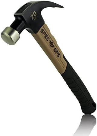 Spec Ops Tools Fiberglass Hammer, 20 oz, Curved Claw, Shock-Absorbing Grip, 3% Donated to Veterans