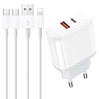 iPad Ladekabel und iPad Ladegerät [2Pack 2M] iPad Pro Ladegerät Ladekabel mit Netzteil 20W Schnellladegerät mit 2M iPad Lade-Kabel USB C Schnellladekabel für iPad/i-Pad Pro/i-Pad Air/i-Pad Mini