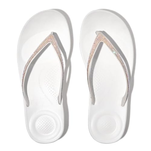 Image of FitFlop Womens iQushion Sparkle Ergonomic Flip Flops for Walking, Lightweight Waterproof Cushioned Thong Sandals for Women with Non Slip Bottom and Arch Support | Lightweight Waterproof Walking Sandals w /Cushioned Comfort & Arch Support
