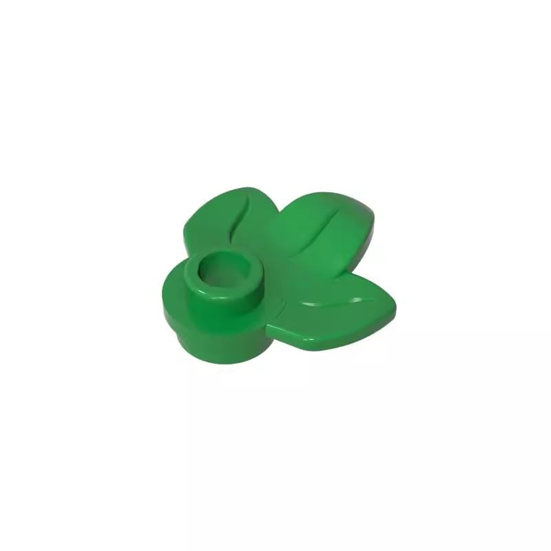32607 Ornaments Plant, Plate 1x1 Round with 3 Leaves 50 Pieces GDS-1576 Compatible with Lego Building Blocks Color:Green