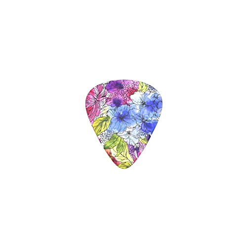 花 抽象画 デザインギターピック guitar pick ティアドロップ型 エレキギター/アコースティックギター/クラシックギター/ベース等の練習に最適な12枚セット
