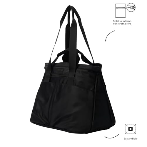 Bolso portátil 14 pulgadas TOTTO Cresa negro expandible de 21L para mujer 5