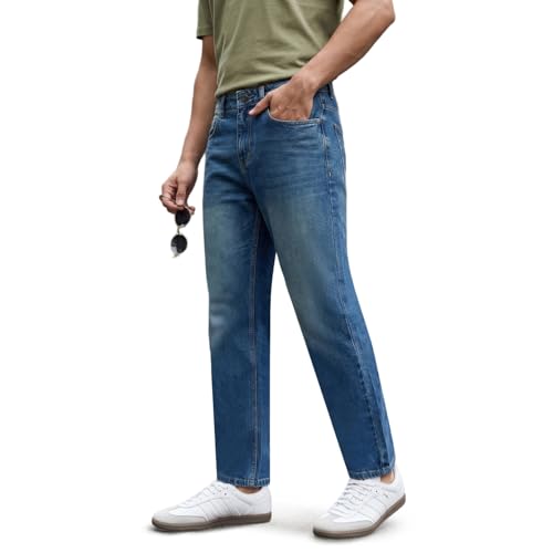 Image of Urbano Fashion Men's Relaxed Fit Washed Denim Jeans Non-Stretchable