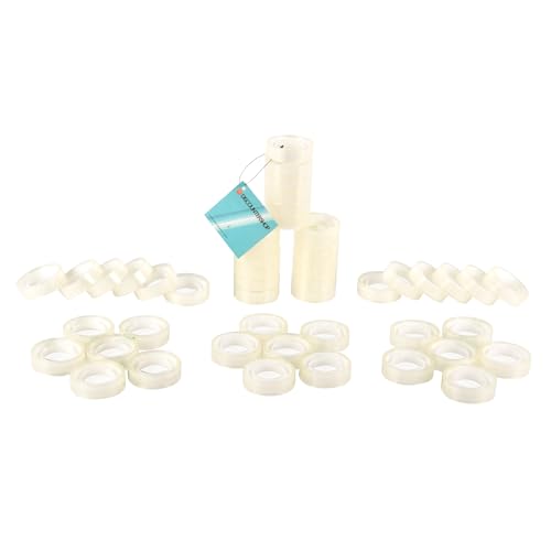 Ruban adhésif transparent anti-gaspillage 48 rouleaux compacts en polyester résistant