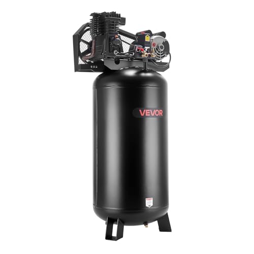 VEVOR 60 Gallons Heavy-Duty Air Compressor, 3.7HP 8 SCFM at 90PSI Air Compressors Max 155PSI Pressure, Oil-Lubricated Compressor Tank for Industrial Manufacturing, Large Workshops (230V 60Hz, No-Plug)