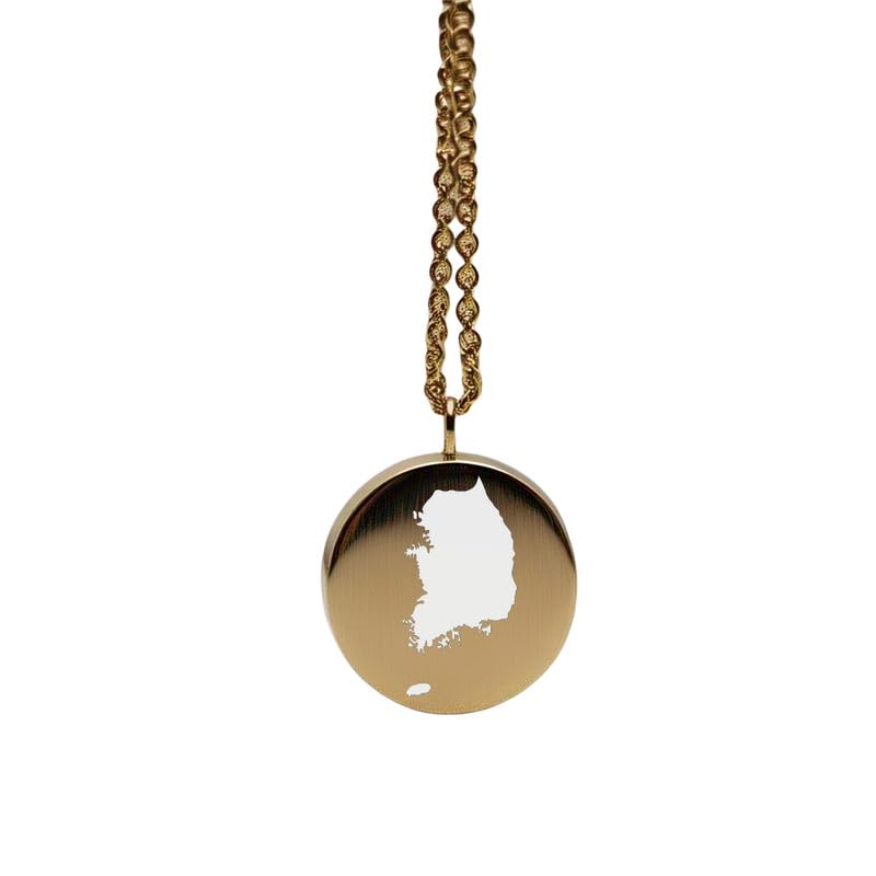 Colgante de mapa de Corea del Sur redondo joya de viaje chapado oro 14k