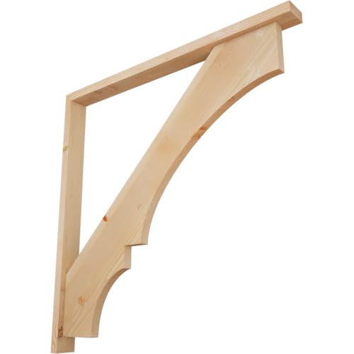 3 1/2"W x 44"D x 44"H Balboa Block Smooth Bracket w/Offset Brace, Douglas Fir