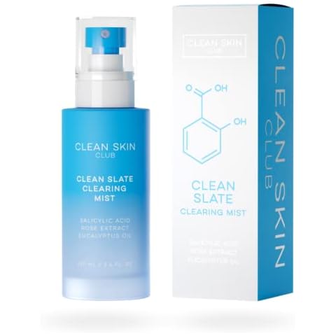 Clean Skin Club Acne Clearing Mist | Salicylic Acid + Rose Extract | Breaktout Fighting Lightweight Acne Spray | Dermatologist Tested & Approved Acne Treatment | Alcohol & Cruelty Free | Natural Ingredients Cover