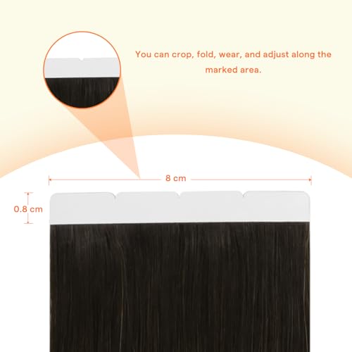 Image of Full Shine Wide Tape in Extensions Human Hair, Dark Brown Mix 22 Inch | 75g 15 PCS, Brazilian Tape in Human Hair Extensions, Full Coverage Design, Thick Ends, Long Style, Easy Maintenance