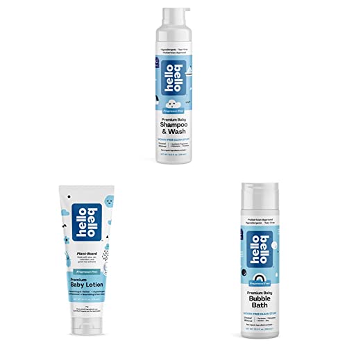 Image of Hello Bello Fragrance Free Baby Essentials Bundle | Shampoo & Body Wash, Lotion & Bubble Bath | Hypoallergenic, Dermatologist & Pediatrician Tested for Babies and Kids