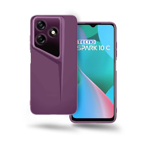 Image of Amazon Brand - Solimo Ultra-Thin Blade Runner Series Matte Finished Camera Protection Soft Back Cover for Tecno Spark 10 | Tecno Spark 10C - Purple