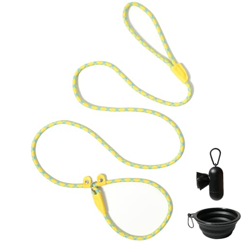 Slip Lead Control Leash for Dogs No Pull, 5 FT 1/4' Colorful Braided Rope Leash with Safety Stopper...
