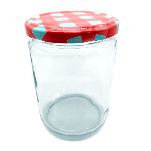 Tradineur - Tarro de vidrio multiusos, bote, frasco facetado con tapa de rosca, guardar mermelada, miel, frutos secos, especias (11 x 8 cm, 450 ml)