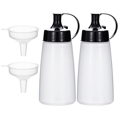 Uceoo Condiment Squeeze Bottle Wide Mouth, 2 Pack 300ml 10oz