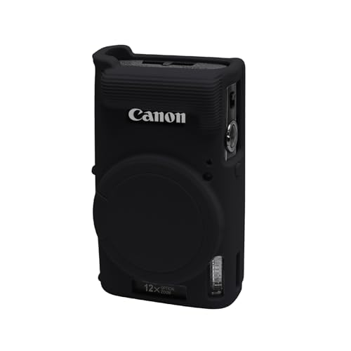 Easy Hood Case for Canon PowerShot IXY 650/ELPH 360 Camera Soft Silicone Camera Cover with Removable Lens Cap Slim Fit Anti-Scratch Carrying Protective Case Camera Body Skin Sleeve (Black)