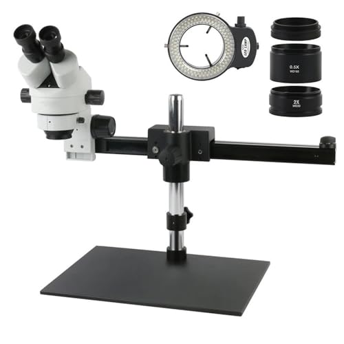Microscope 3.5-90X Parfocal Binocular Stereo Microscope w/Articulating Horizontal Sliding Stand for PCB Inspection