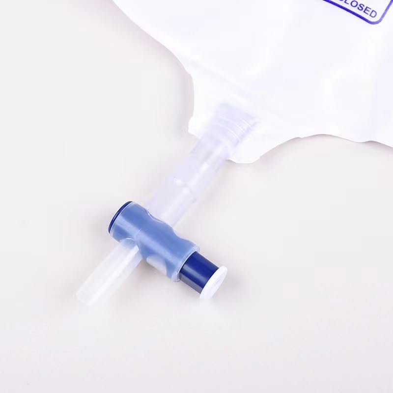 Miniatura 3 de Paquete de 5 bolsas de drenaje urinario con cámara antirreflujo, bolsa de orina para adultos con volumen de 67.6 fl oz, bolsa urinaria profesional