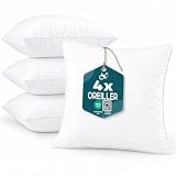 Flowen Coussin Canape 35x35 Lot de 4 Oreillers Decoratif Accessoires pour Sofa Decoration Aesthetic pour Salon et Exterieur Antiallergiques et Anti Acariens avec Taie d'oreiller en Microfibre