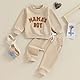 Himllauen Baby Jungen Zweiteiler Outfit Langarm Sweatshirt + Hose 2tlg Set Baby Kleidung Kinder Outfit für Baby-Jungen (A Khaki, 12-18 Months)