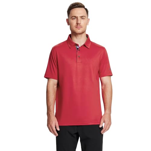 Image of Mens Polo Shirts Short and Long Sleeve Casual Solid Stylish Dry Fit Performance Designed Collared Golf Polo Shirts for Men