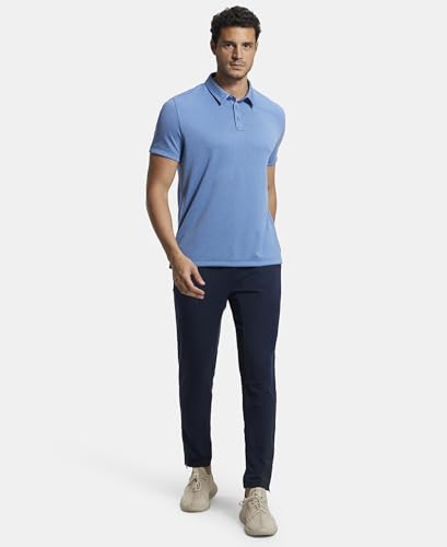 Image of Jockey MV42 Men Recycled Microfiber Elastane Stretch Half Sleeve Active Wear Polo T-Shirt with Breathable Mesh
