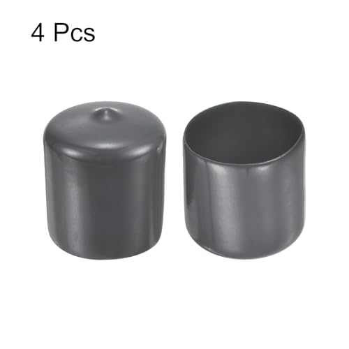 Image of uxcell 4pcs Rubber End Caps 1 1 /4 inch(32mm) ID Vinyl Round End Cap Cover Screw Thread Protectors Dark Grey, 30mm Height