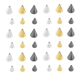 Healvian 3 Boxes Punk Metal Nail Charms Cone Spike Flat Back Studs Retro Nail Decorations for DIY Manicure Accessories for Women Party