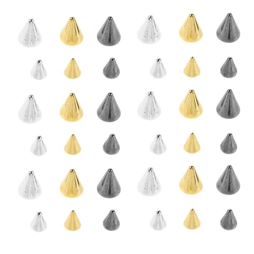 Healvian 3 Boxes Punk Metal Nail Charms Cone Spike Flat Back Studs Retro Nail Decorations for DIY Manicure Accessories for Women Party