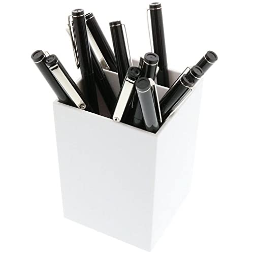 Image of JAM PAPER Plastic Pen Holder - White - Desktop Pencil Cup - Sold Individually